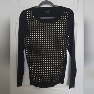 Express Black and Gold Studded Women's Top,size Large